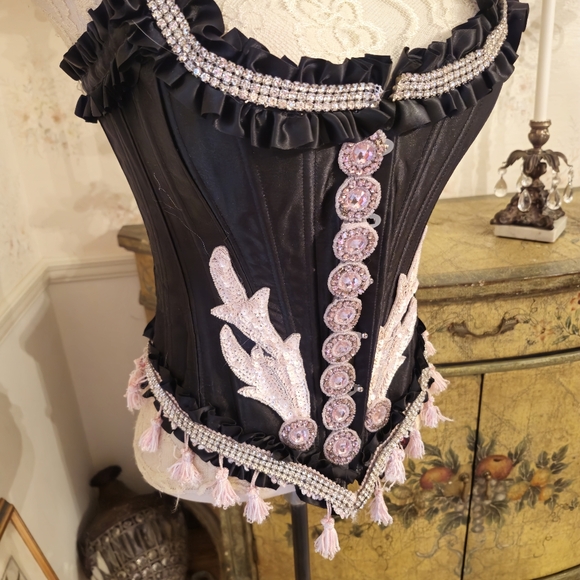 Custom Steel Boned Victorian  Fairy EDC Festival Corset S Victoria Velvet - Picture 2 of 8
